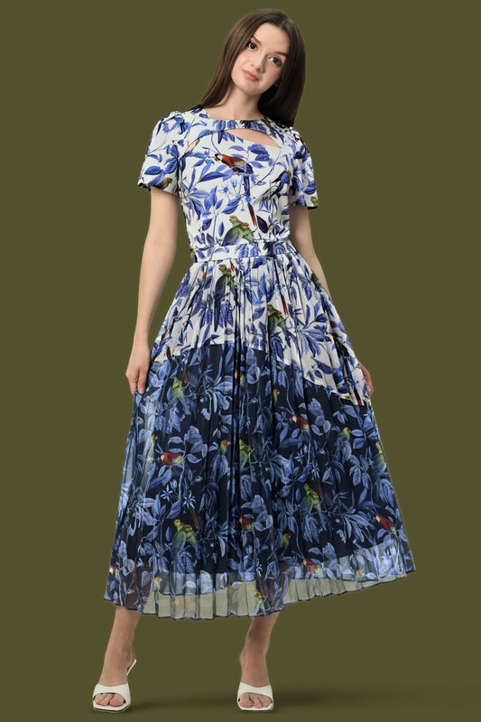 Odette Fluted Skirt in Hummingbird