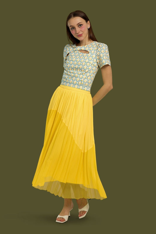 Odette Fluted Skirt in Canary