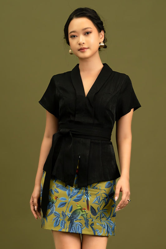 Jade Mini Skirt in Olive Hummingbird