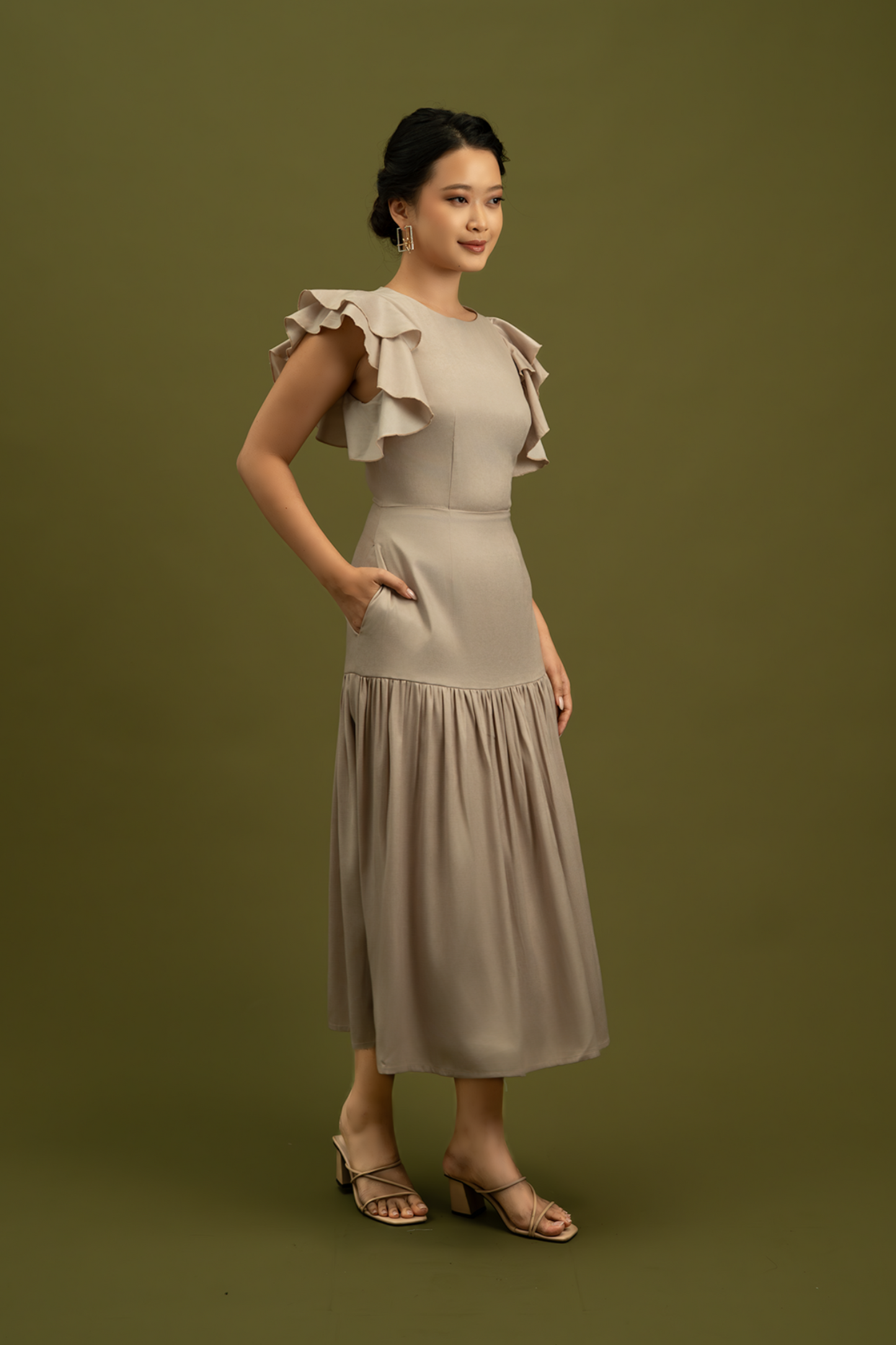 Lidiya Dress in Taupe