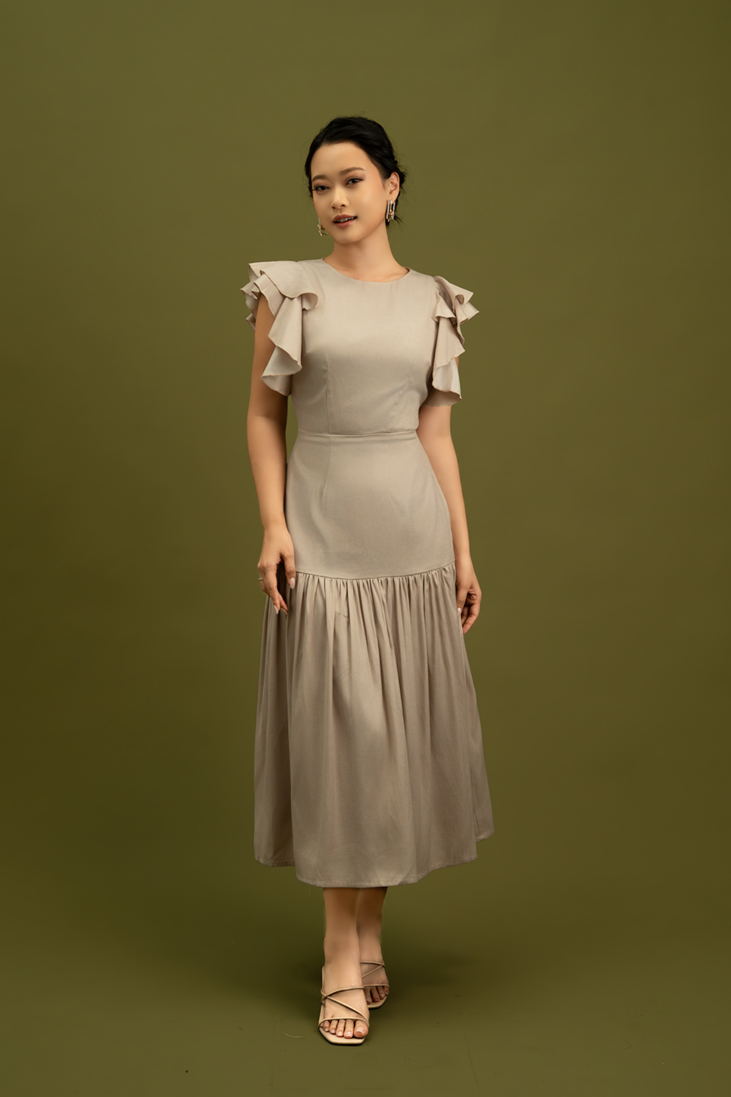 Lidiya Dress in Taupe