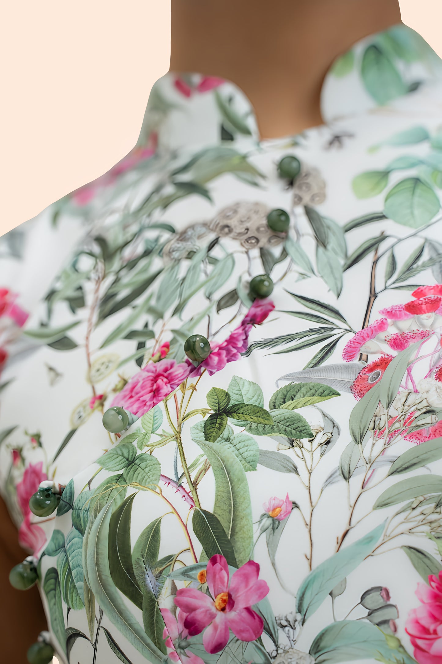 Willow Cheongsam Dress in Peonies