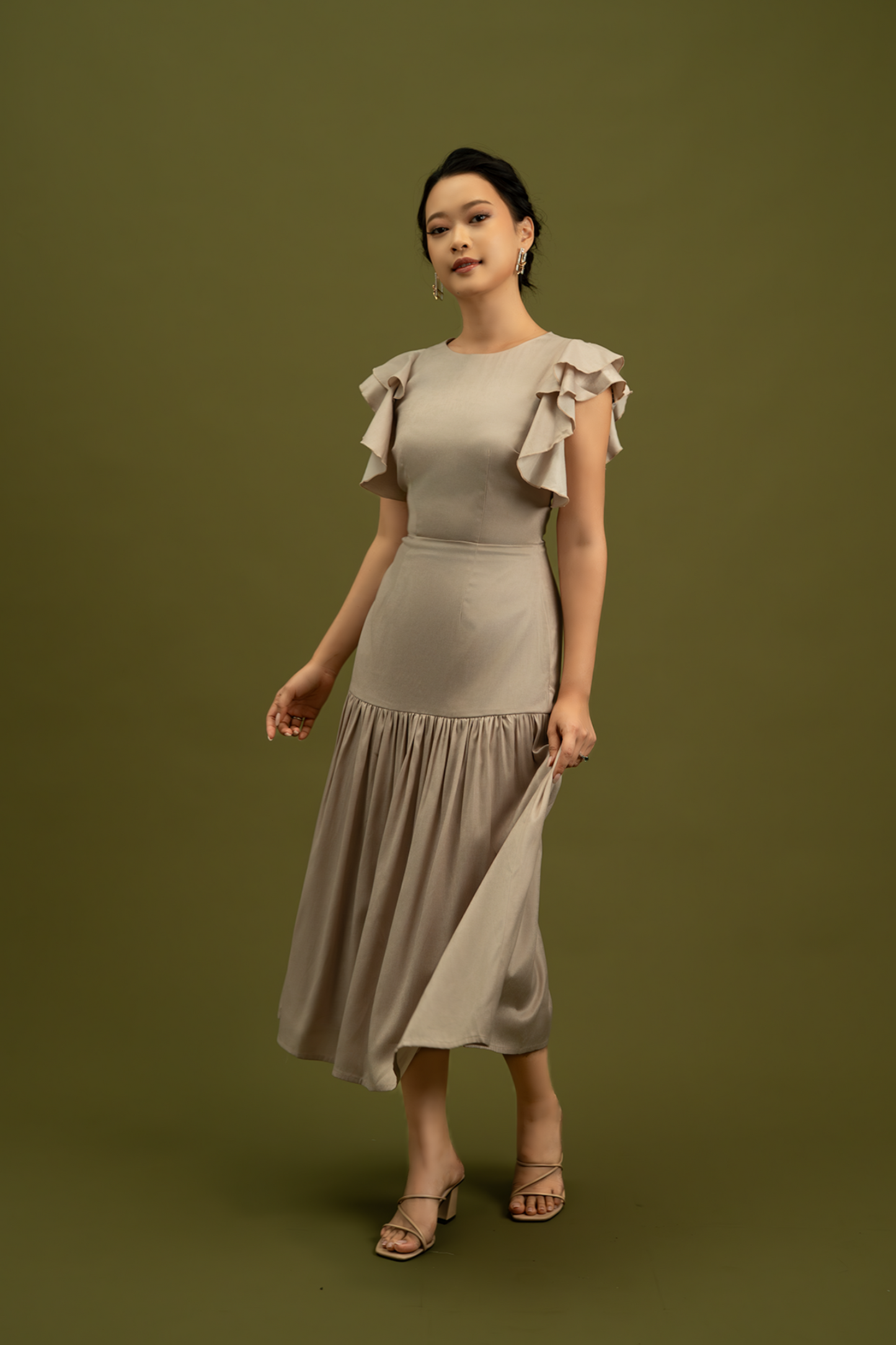 Lidiya Dress in Taupe