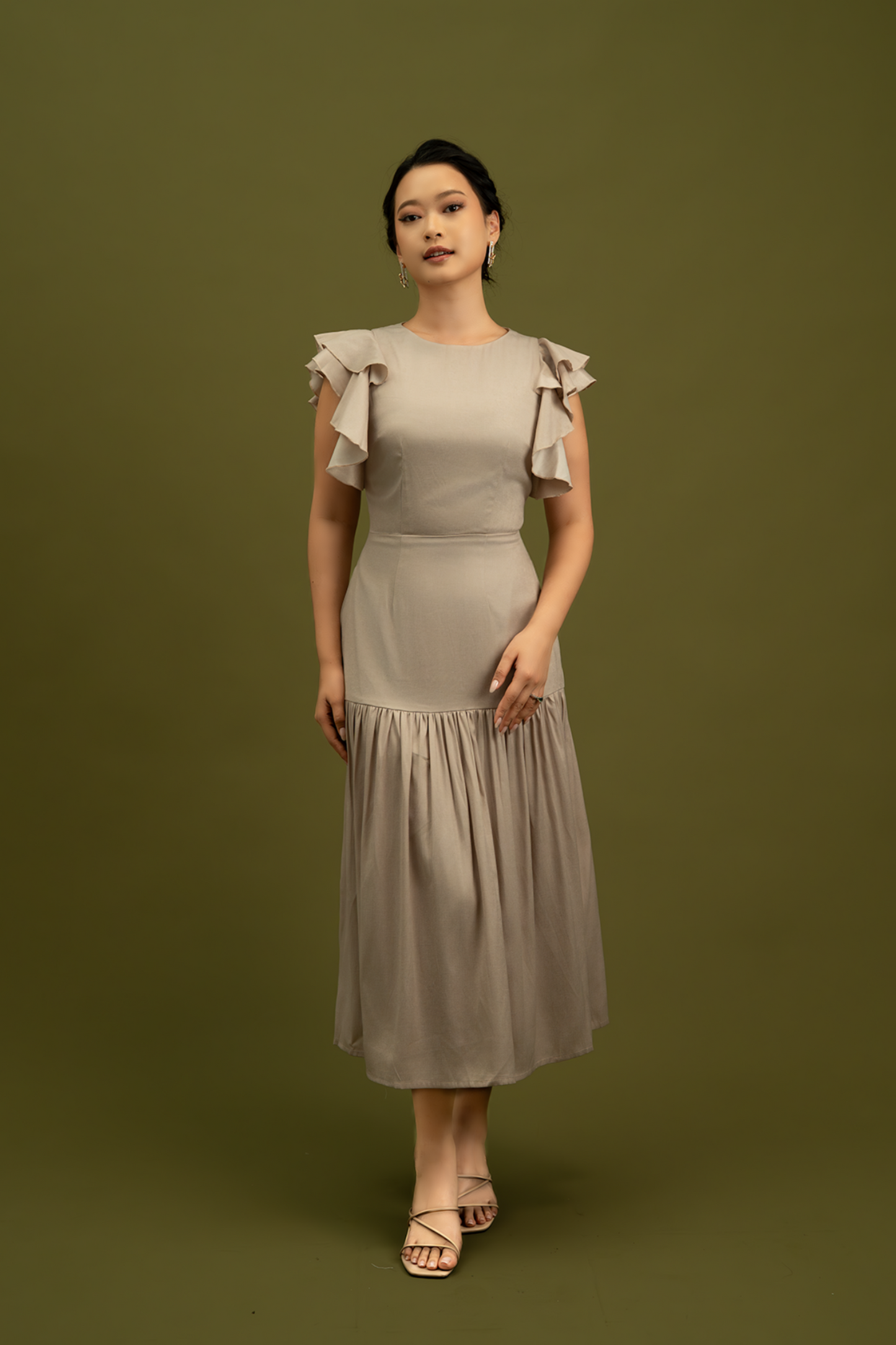 Lidiya Dress in Taupe