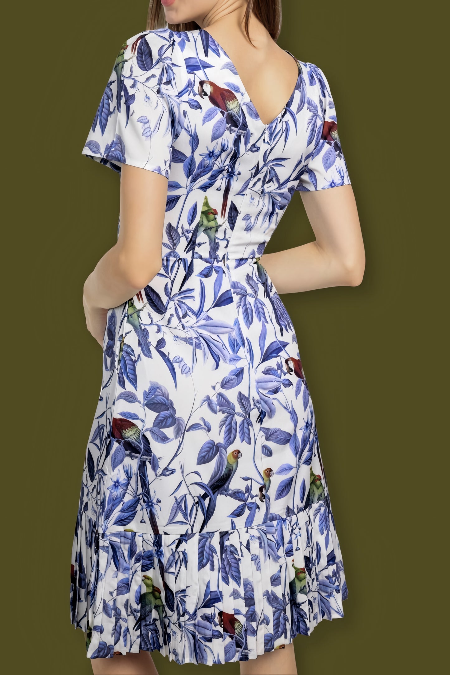 Eris Pleated Dress in Hummingbird