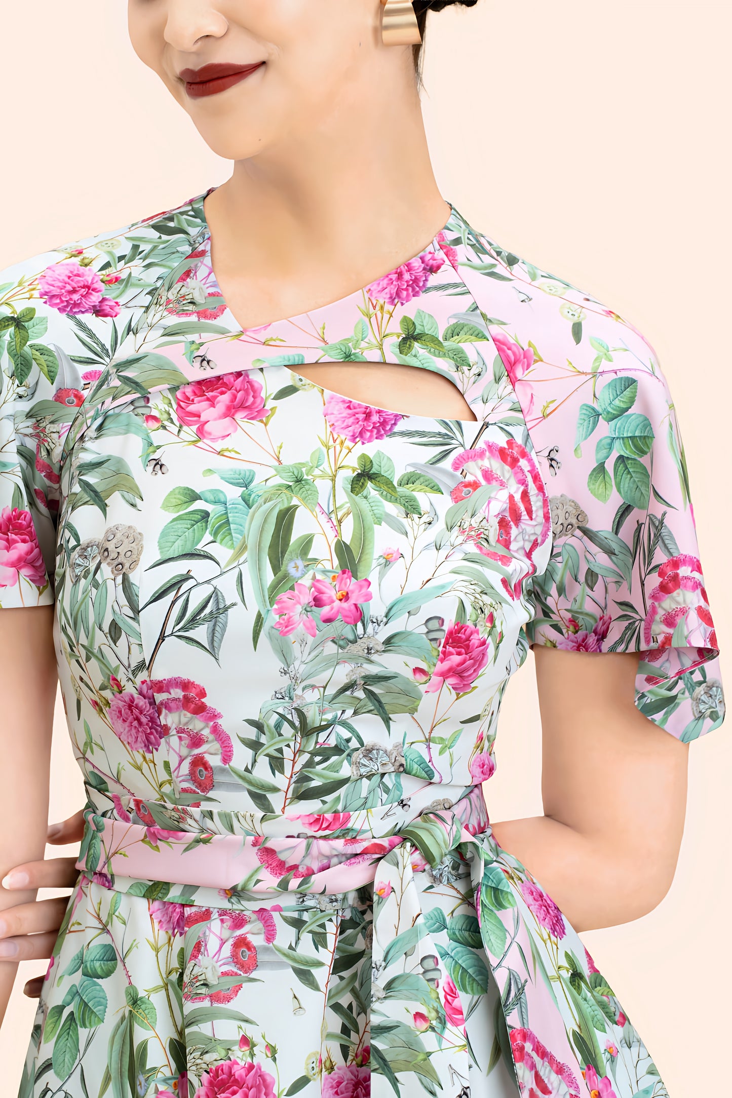 Meredith Aperture Dress in Peonies