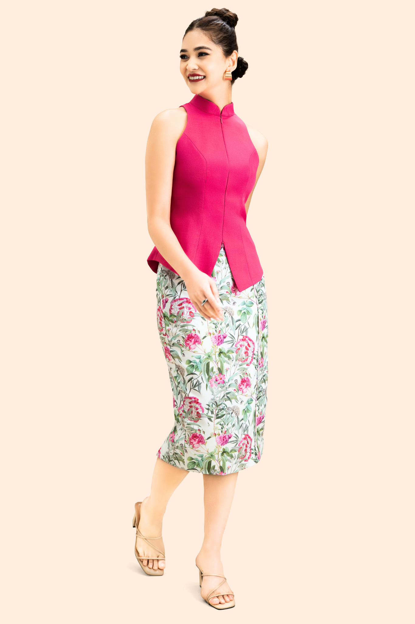 Freya Midi Skirt in Peonies