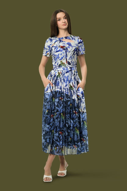 Odette Fluted Skirt in Hummingbird