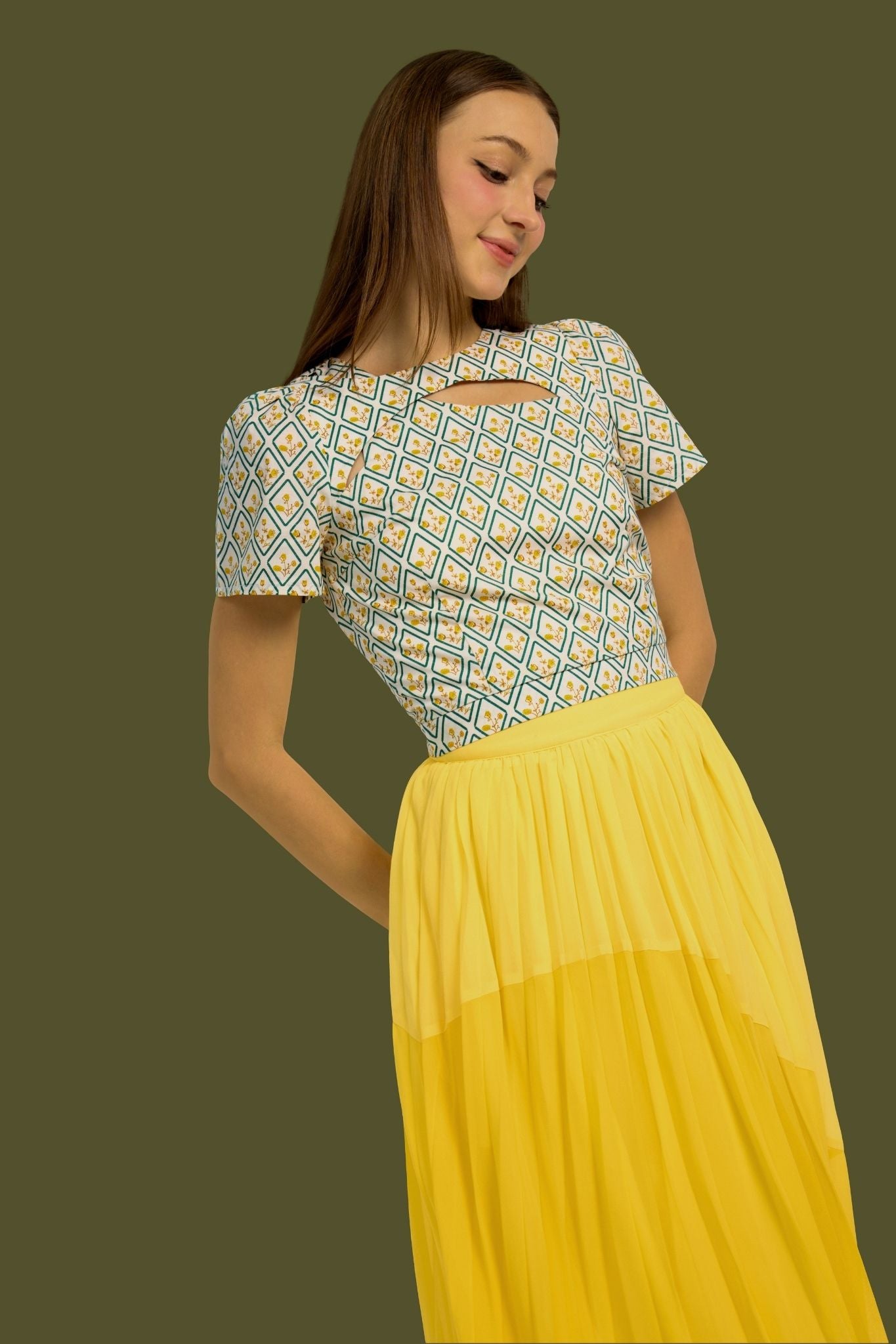 Odette Fluted Skirt in Canary