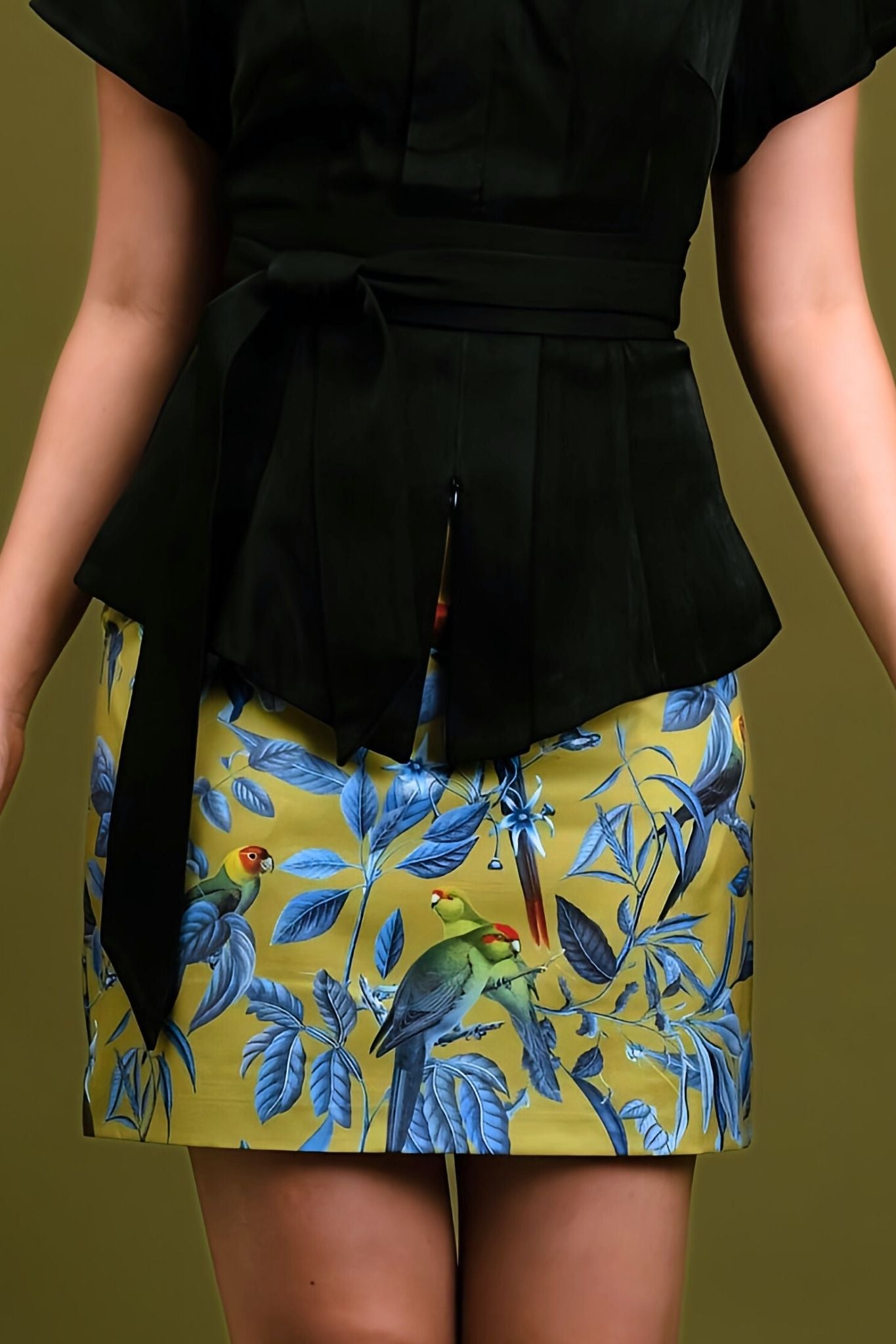 Jade Mini Skirt in Olive Hummingbird