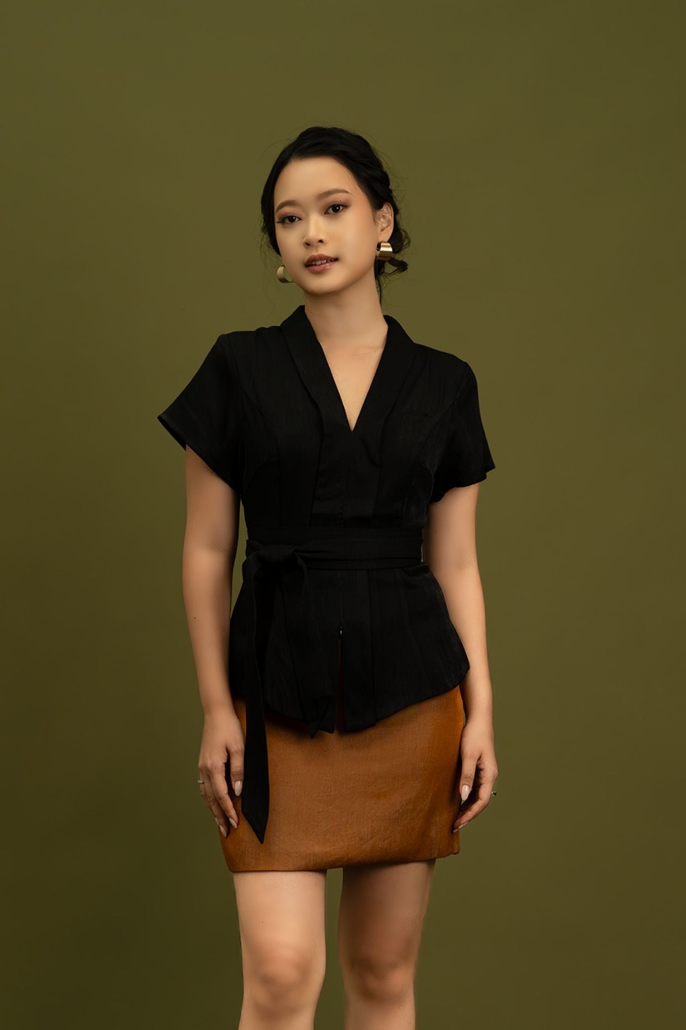 Jade Mini Skirt in Caramel