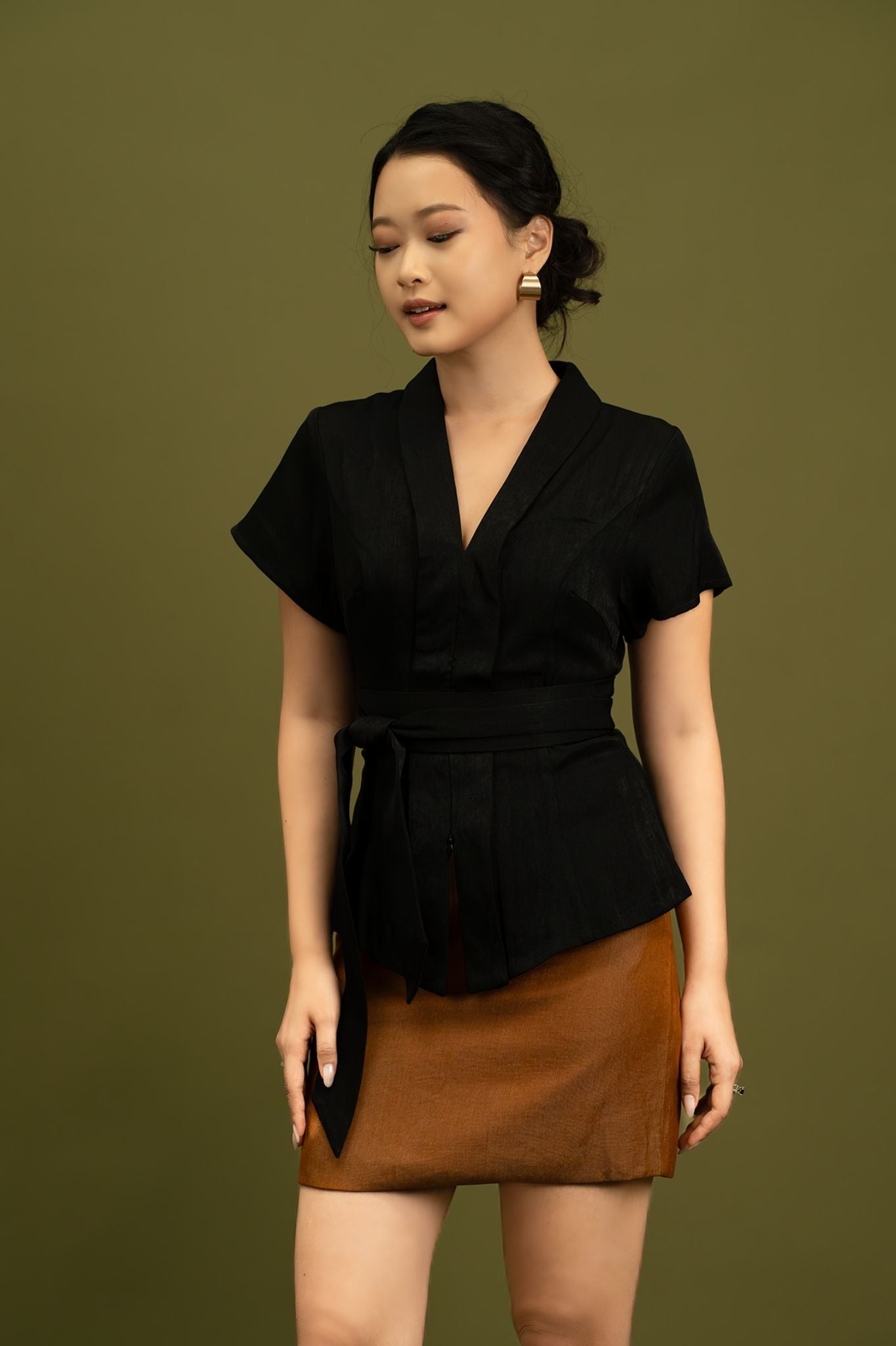 Jade Mini Skirt in Caramel