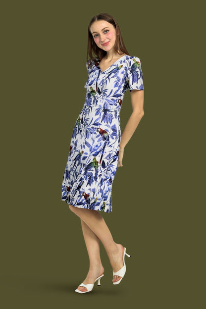 Eris Pleated Dress in Hummingbird