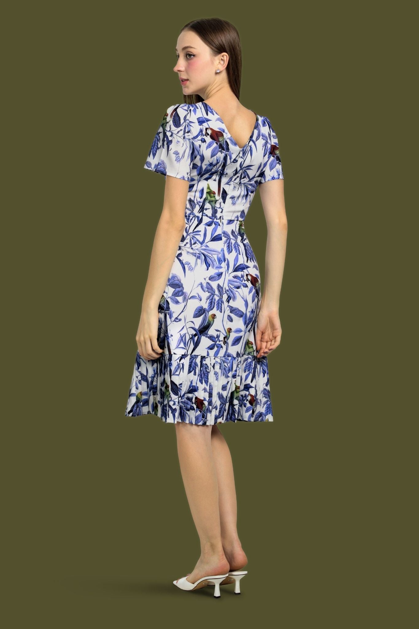 Eris Pleated Dress in Hummingbird