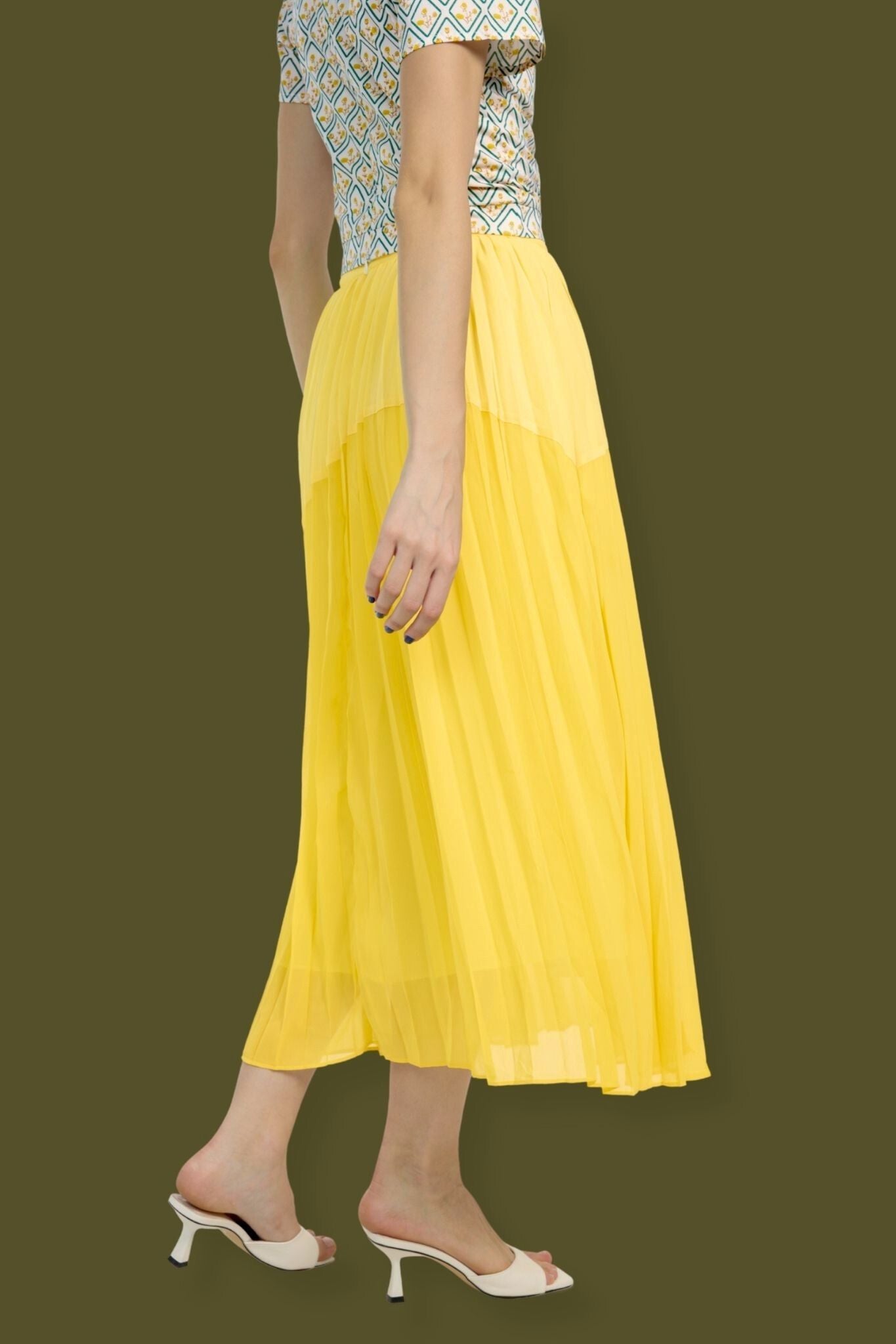 Odette Fluted Skirt in Canary
