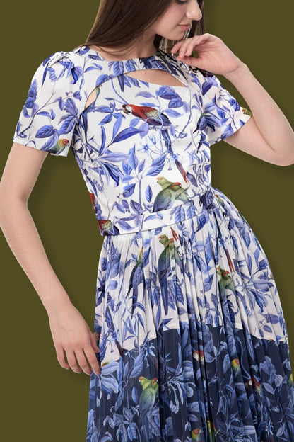 Odette Fluted Skirt in Hummingbird