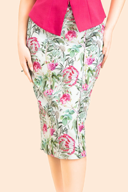 Freya Midi Skirt in Peonies