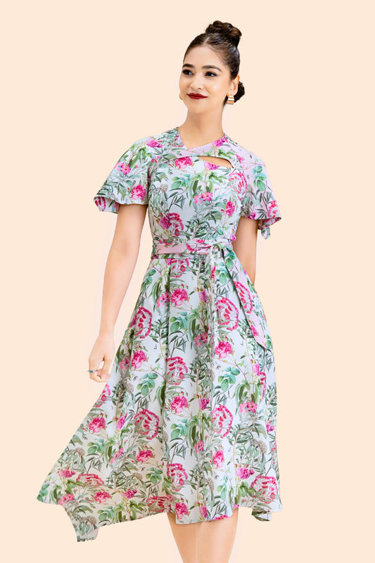 Meredith Aperture Dress in Peonies
